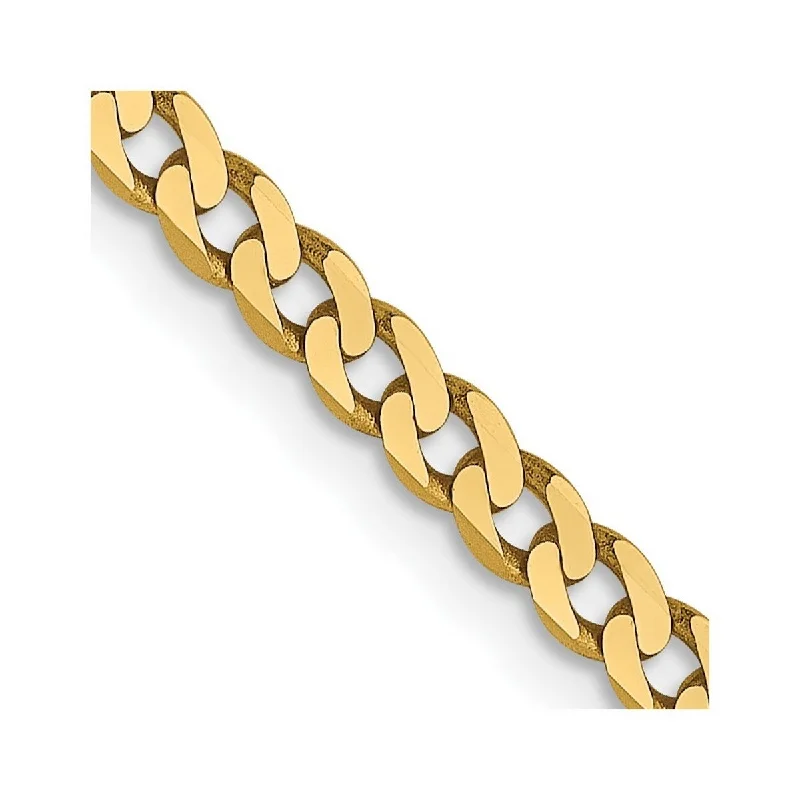 Elegant bracelets for women -Curata 14k Yellow Gold 8" 2.3mm Beveled Curb Chain Bracelet