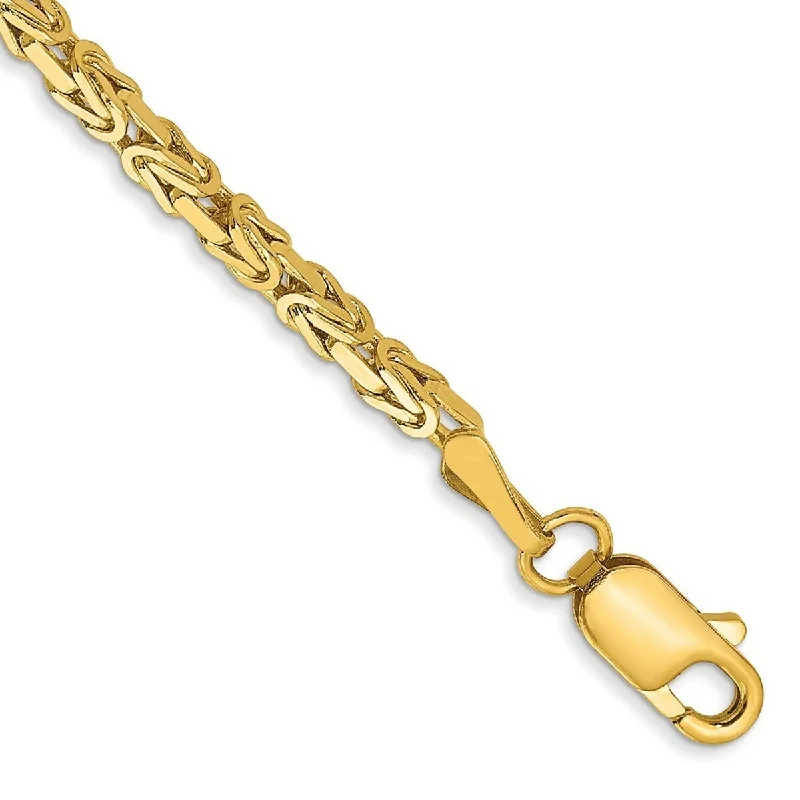 Engraved bracelets for women -Curata 14k Yellow Gold Solid Polished 2mm Byzantine Chain Bracelet 7 Inch Lobster Claw