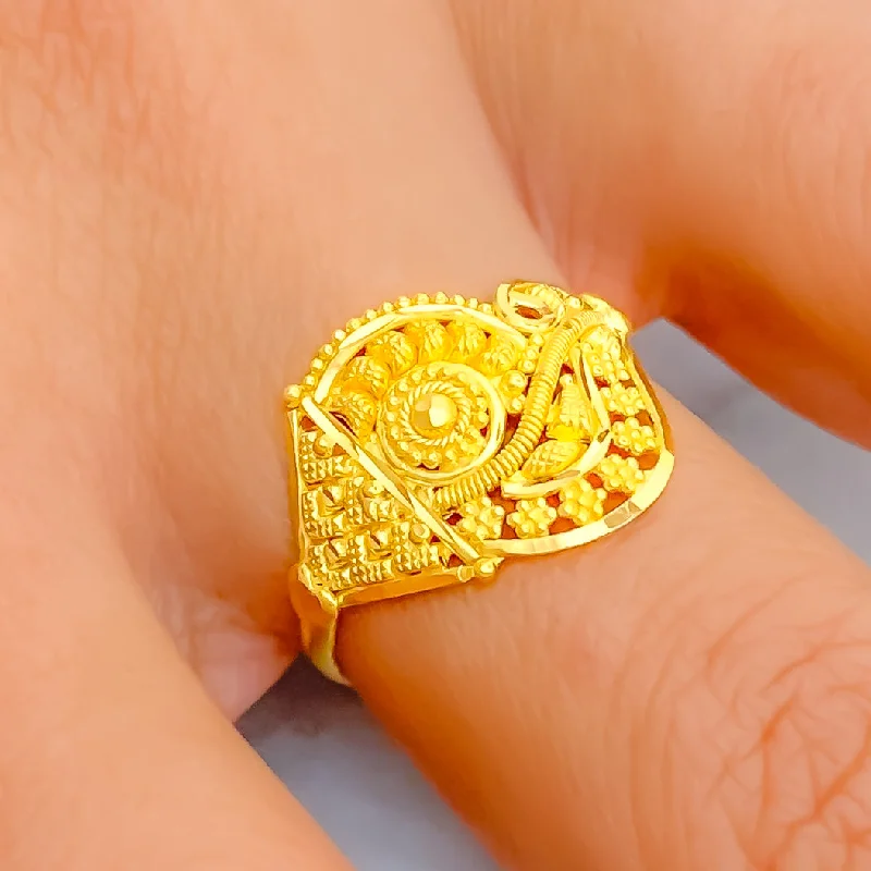 High-end rings for women -Artistic Fancy 22K Gold Ring