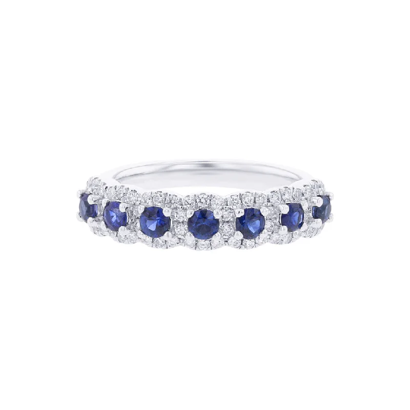 Large diamond engagement rings for women -Lola Sapphire and Diamond 7 Stone Ring