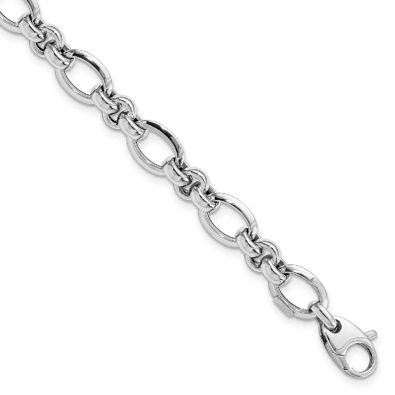 Crystal bracelets for women -Curata 14k White Gold Fancy Cable Polished Bracelet 7.5 Inch