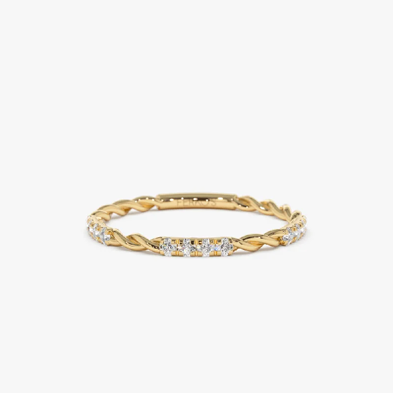 Elegant engagement rings for women -14k Twisted Rope Eternity Diamond Ring