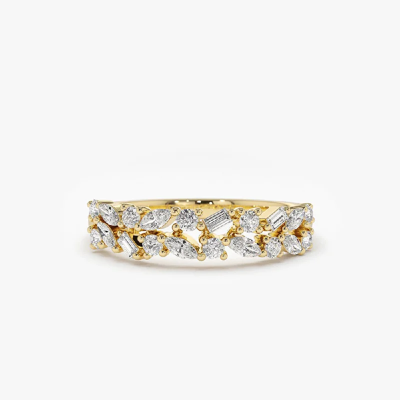 Engagement rings with baguette diamonds for women -14K Marquise Baguette and Round Diamond Anniversary Band