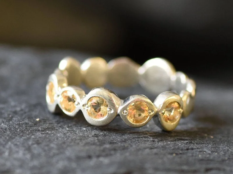 Engagement rings for women -Citrine Ring - Yellow Eternity Ring - Vintage Bubble Ring