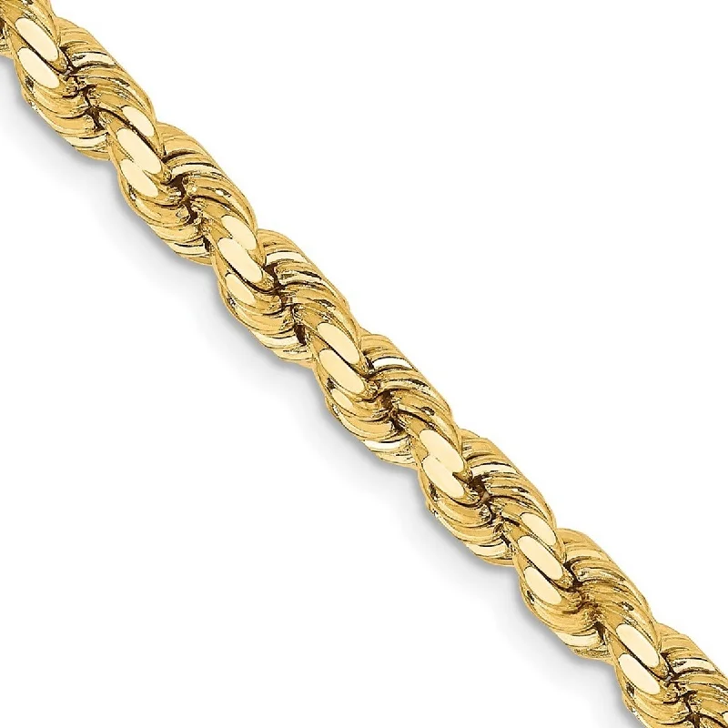 Platinum bracelets for women -Curata 14k Gold 4.25mm Sparkle Cut Rope Chain Bracelet