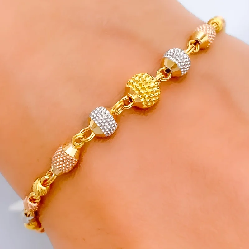 Beaded bracelets for women -Blooming Tasteful 22k Gold Orb Bracelet