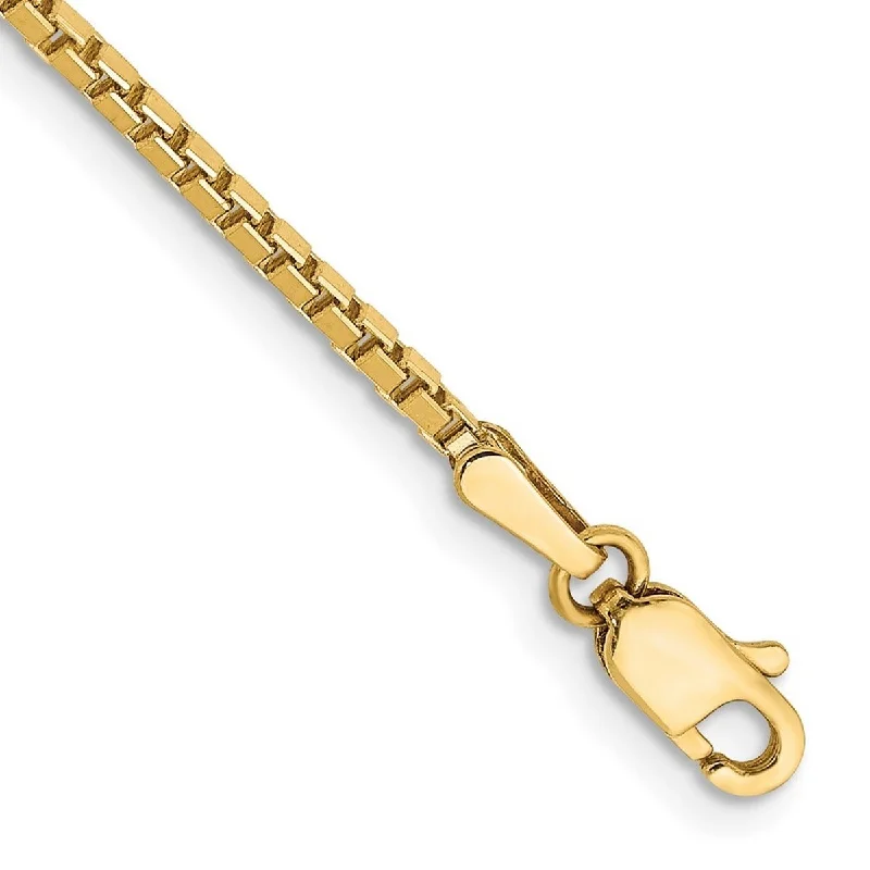 Platinum bracelets for women -Curata 14k Yellow Gold Polished 1.5mm Box Chain Bracelet 7 Inch Lobster Claw