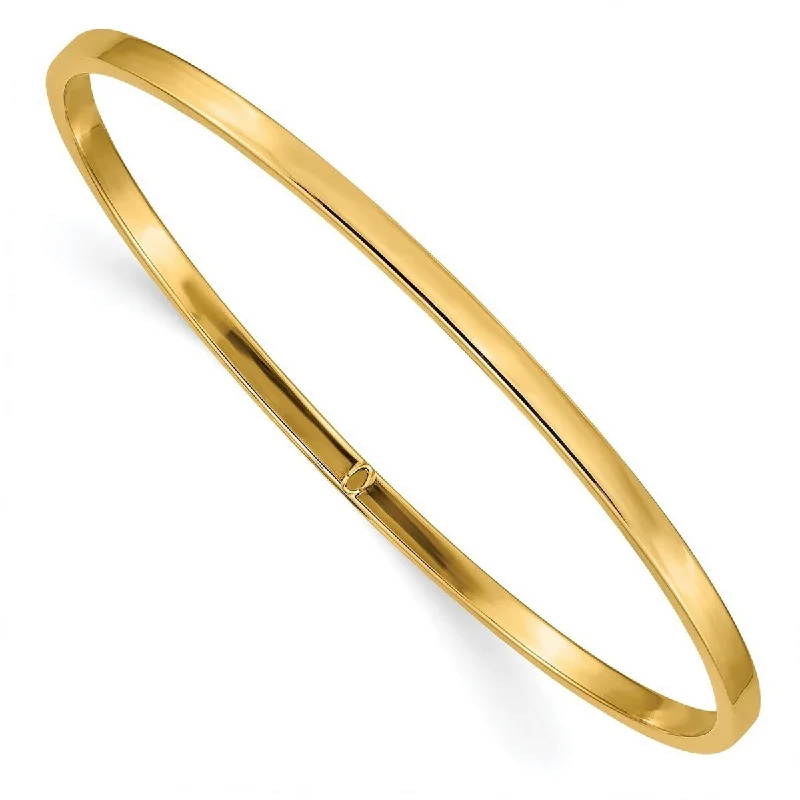 Elegant cuff bracelets for women -Curata 14k Yellow Gold Slip on Hollow tube 3mm Polished Square Tube Bangle Bracelet