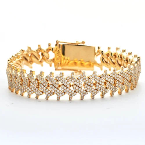 Elegant bangles for women -10KY 9.65CTW DIAMOND SPIKE MIAMI CUBAN BRACELET