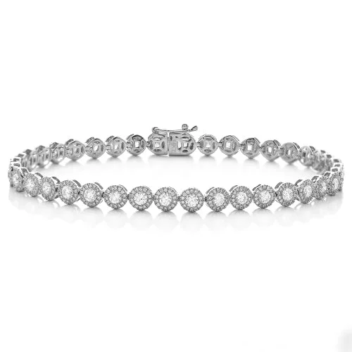 Infinity bangles for women -14KW 4.00CTW DIAMOND ROUND FLUER CLUSTER BRACELET