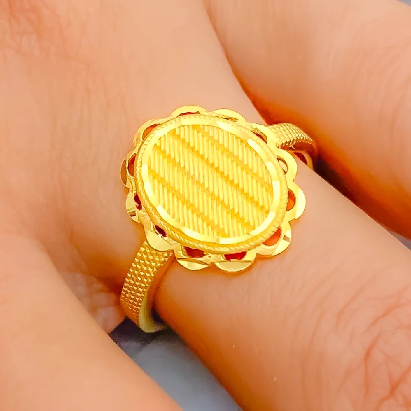 Wedding rings for women -Stylish Brilliant 22k Gold Ring