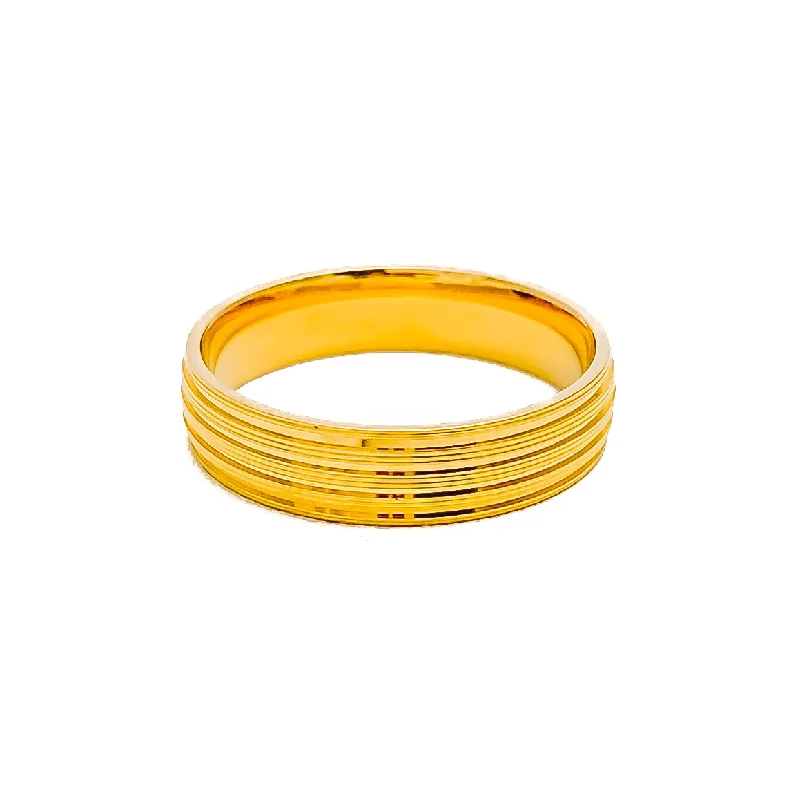 Black diamond rings for women -Modern Striped 22k Gold Band