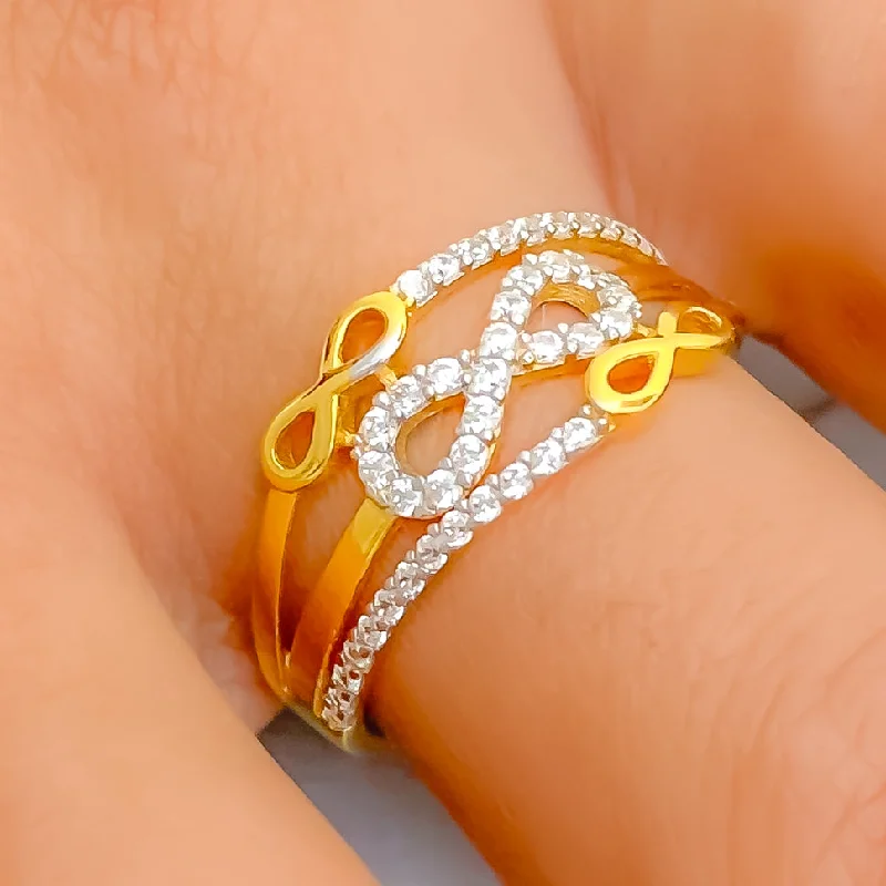 Minimalist rings for women -Charming Dressy 21k Gold CZ Ring