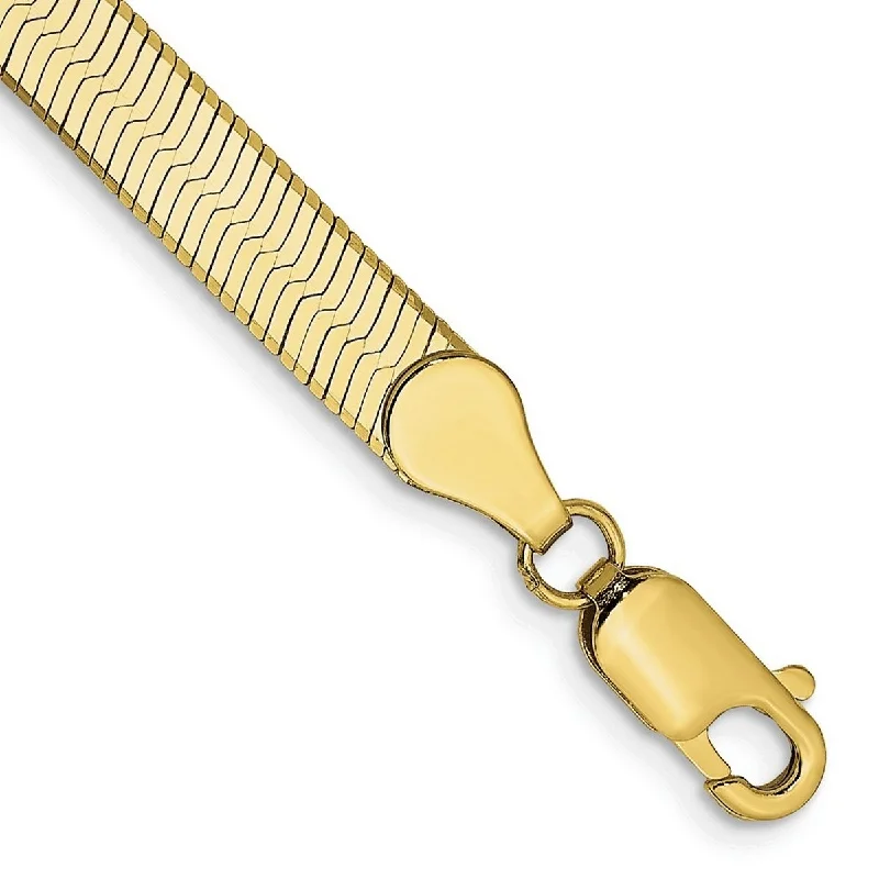 Multi-tone bracelets for women -Curata 10k Yellow Gold 5.0mm Silky Herringbone Chain Bracelet