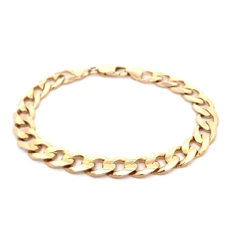 Stylish bangles for women -14K Yellow Gold 8.90mm Solid Cuban Bracelet