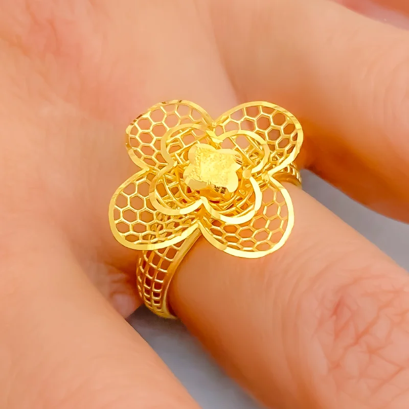 Designer fashion rings for women -Charming Artistic 22k Gold Ring