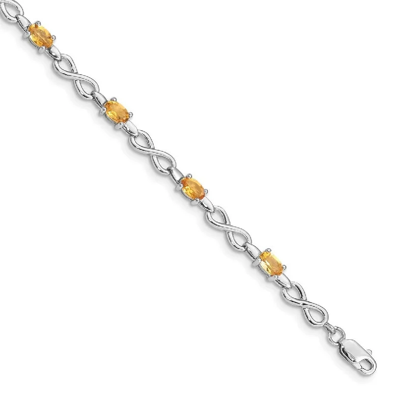 Layered bracelets for women -Curata 925 Sterling Silver Polished Lobster Claw Closure Citrine Bracelet