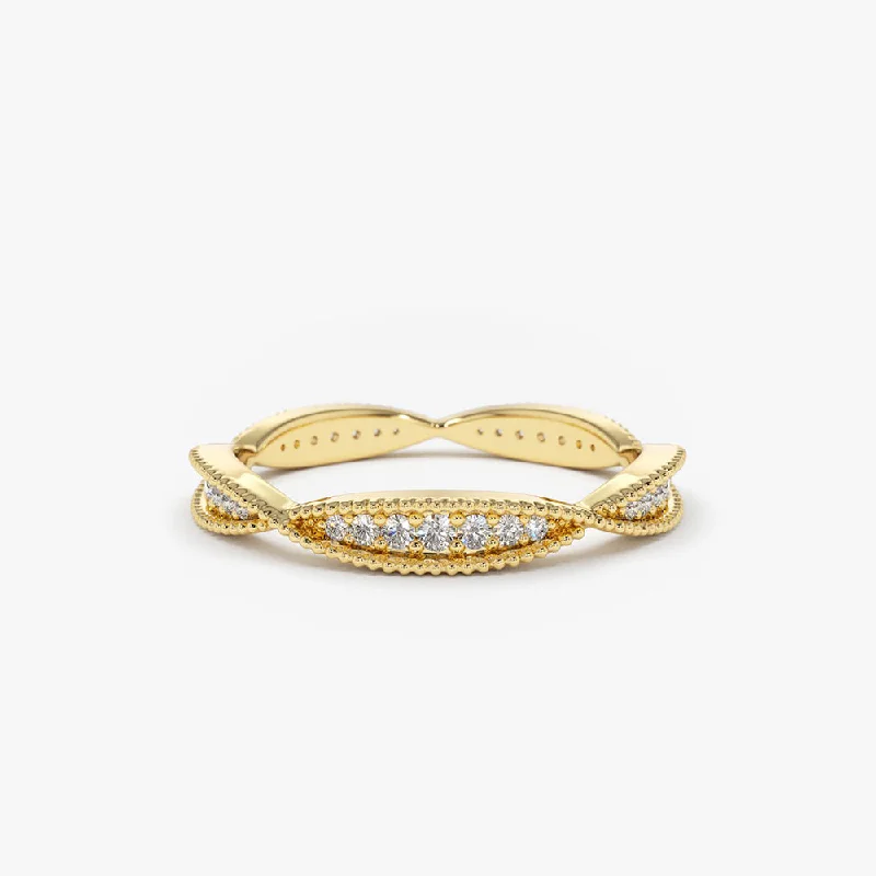 Pear-shaped engagement rings for women -14K Gold Art Deco Graduating Diamond Full Eternity Ring