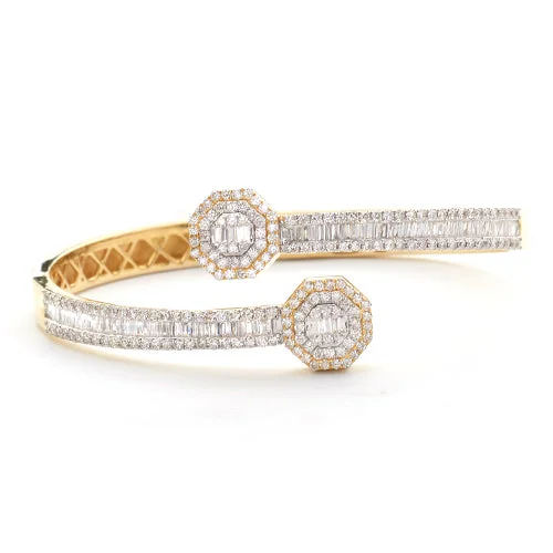 Adjustable bracelets for women -14KY 4.15CTW DIAMOND CUFF BRACELET - BAGUETTE &