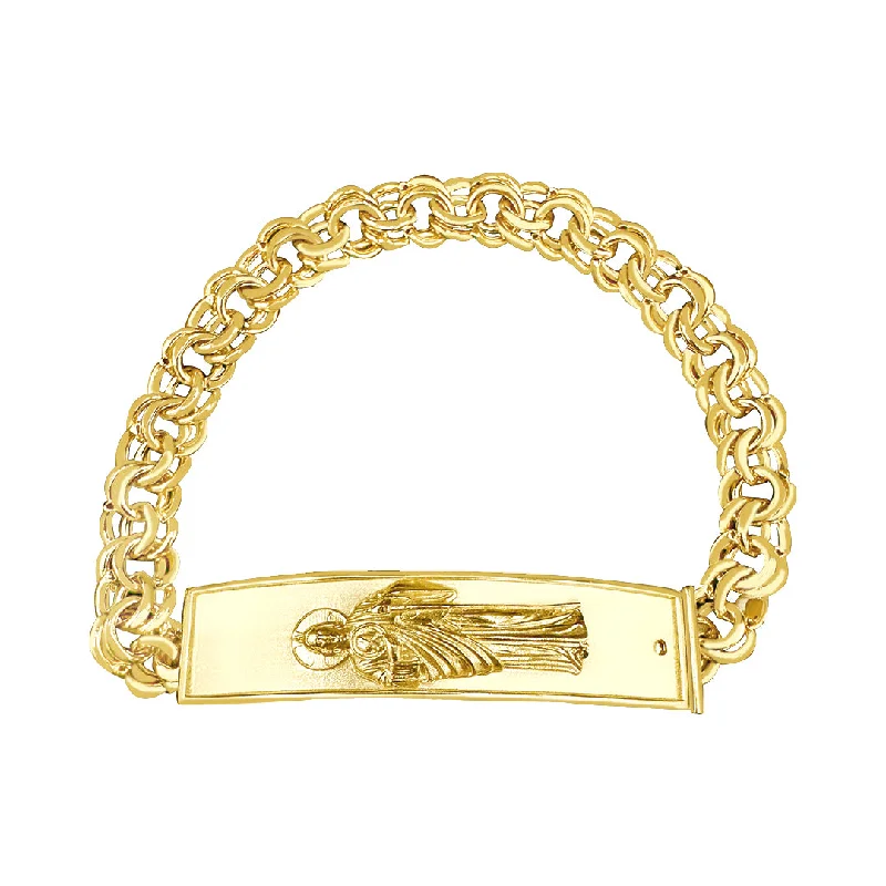 Unique bracelets for women -10K Yellow Gold Chino Link Saint Jude ID Bracelet