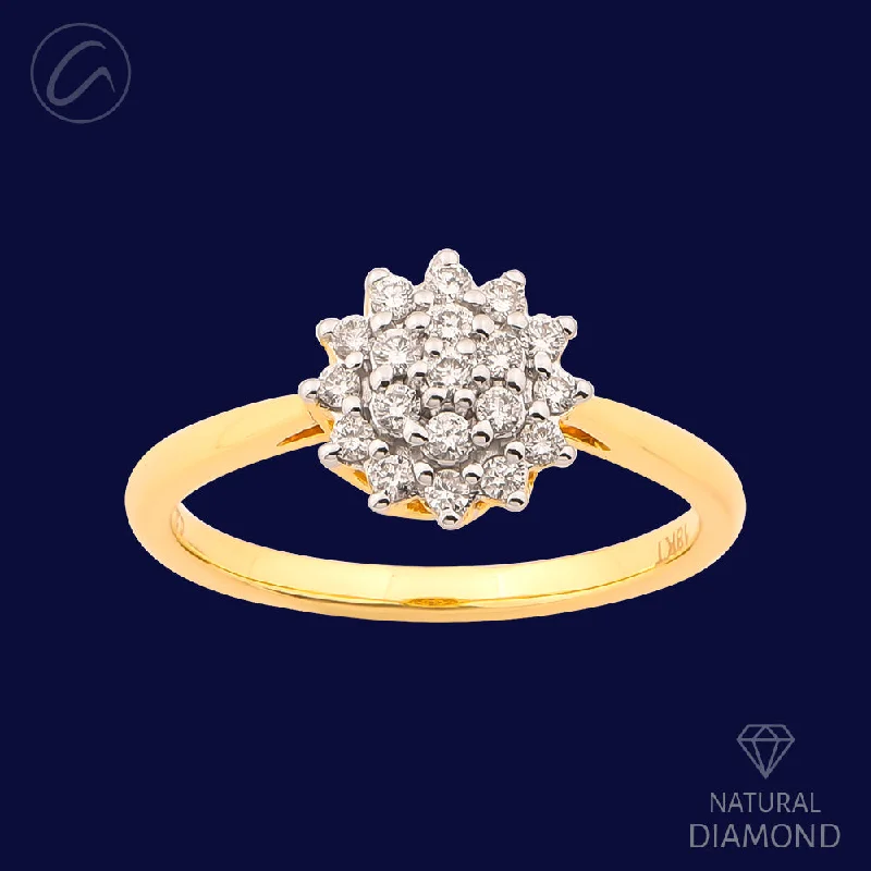 Engagement rings with intricate band for women -Bright Blooming Flower 18K Gold + Diamond Ring