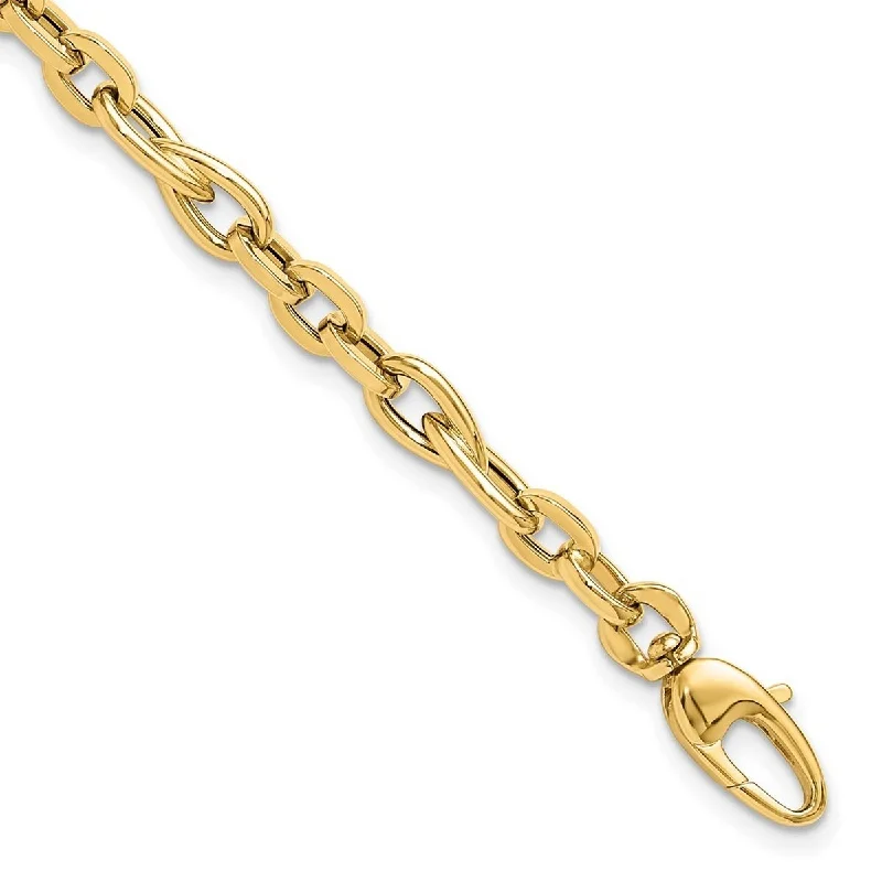 Platinum bracelets for women -Curata 14k Yellow Gold Polished Fancy Link Bracelet 7.5 Inch