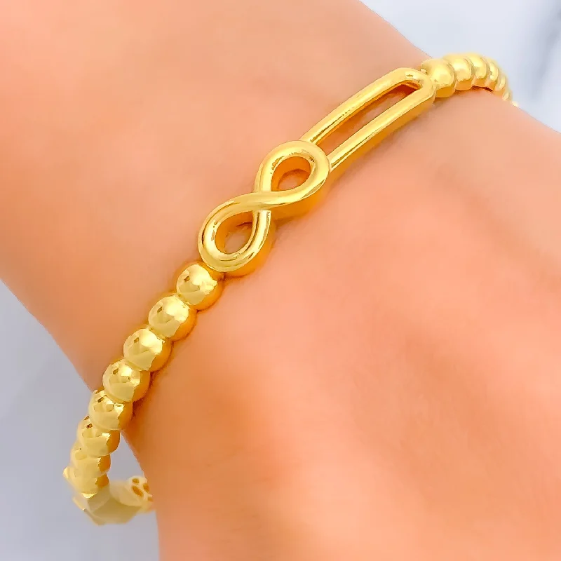 Leather bangles for women -Special Infinity Loop 22k Gold Bangle Bracelet