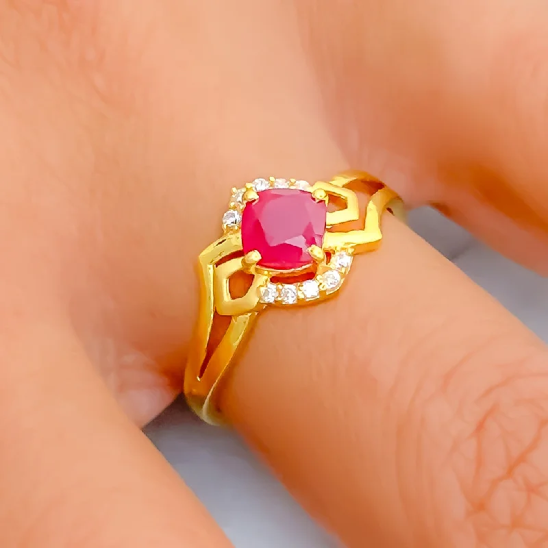 Vintage-inspired rings for women -Versatile Luscious 22k Gold CZ Ring