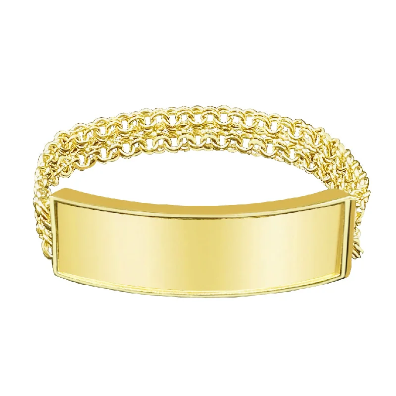 Silver cuff bracelets for women -10K Yellow Gold Chino Link ID bracelet