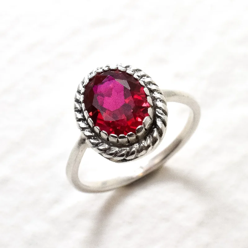 Diamond and gold rings for women -Vintage Ruby Ring - Solitaire Ruby Ring - Red Gemstone Ring