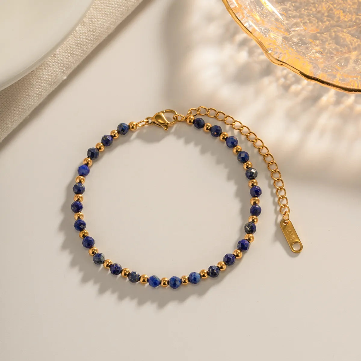 Friendship bracelets for women -IG Style Classic Style Geometric 304 Stainless Steel Lapis Lazuli 18K Gold Plated Bracelets In Bulk