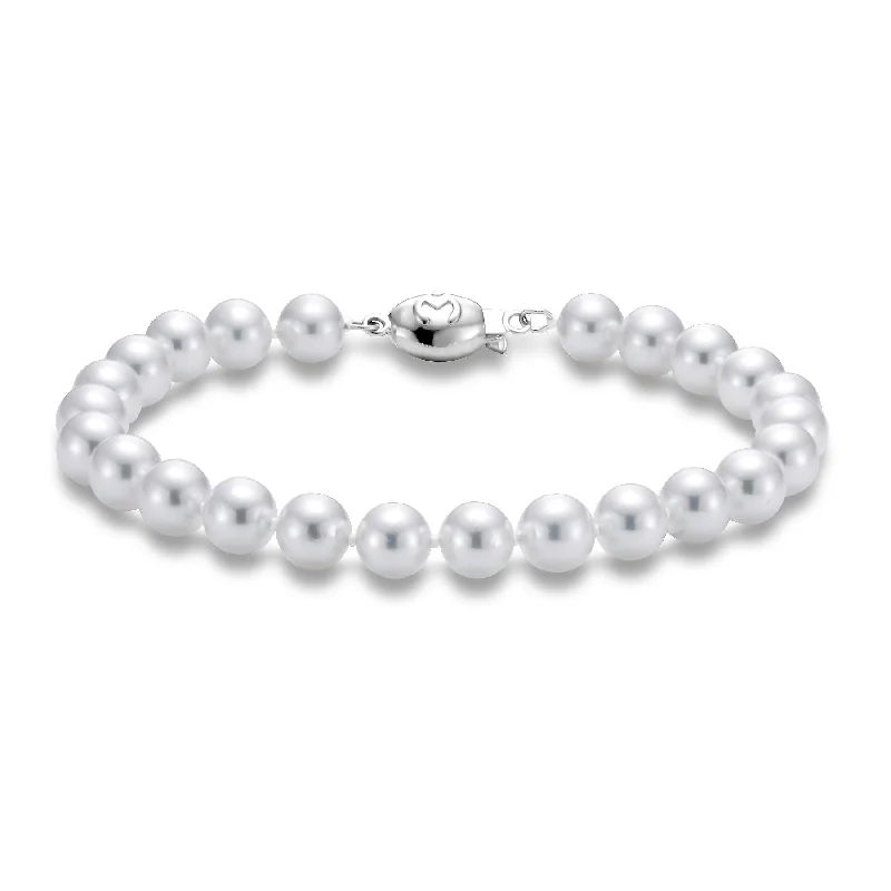 Tennis bangle bracelets for women -6-6.5MM Akoya Pearl Strand Bracelet