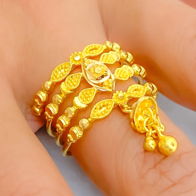 Stackable gemstone rings for women -Dressy Intricate 22K Gold Spiral Ring