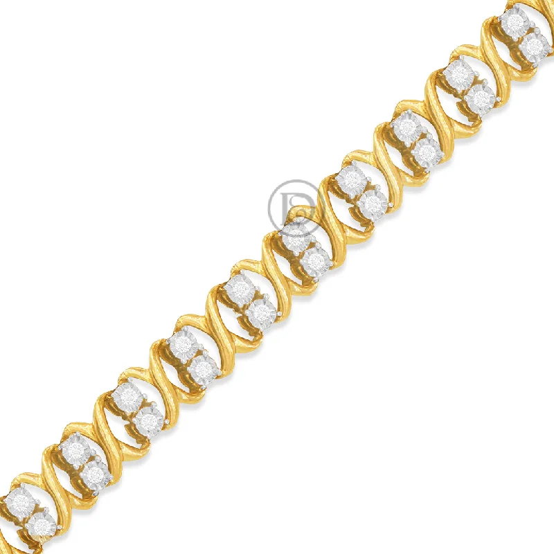 Trendy bangles for women -10K Yellow Gold Women's Bracelet With 0.20CT Diamonds