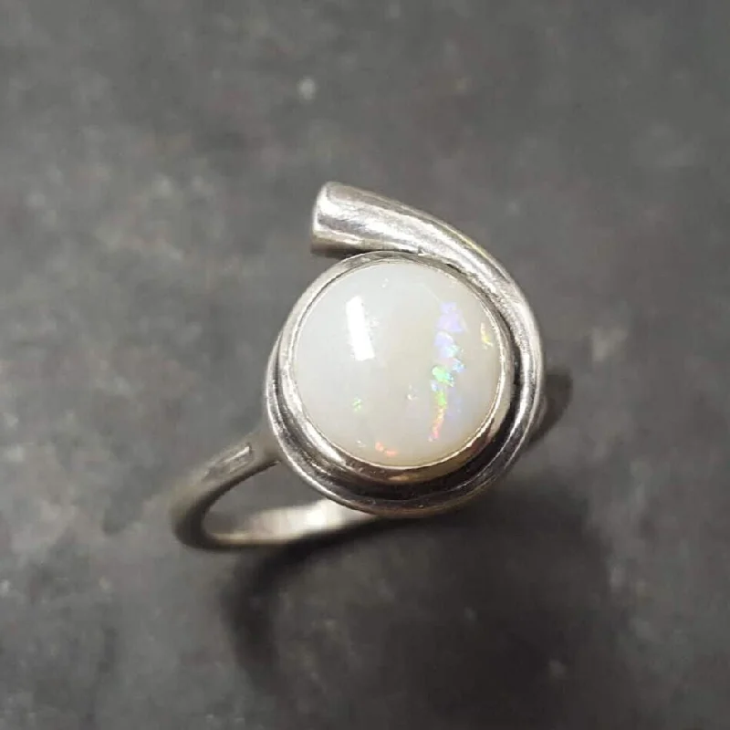 Fashion rings for women -Genuine Opal Ring - White Vintage Ring - October Birthstone Ring