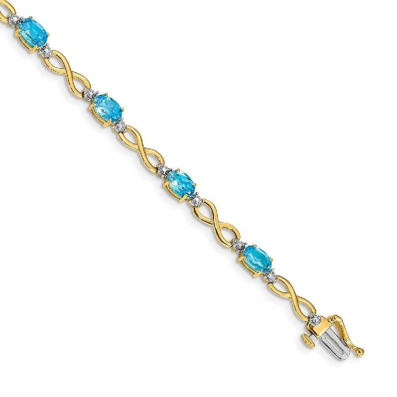 Women's bracelets online shop -Curata 14k Blue Topaz and Diamond Bracelet