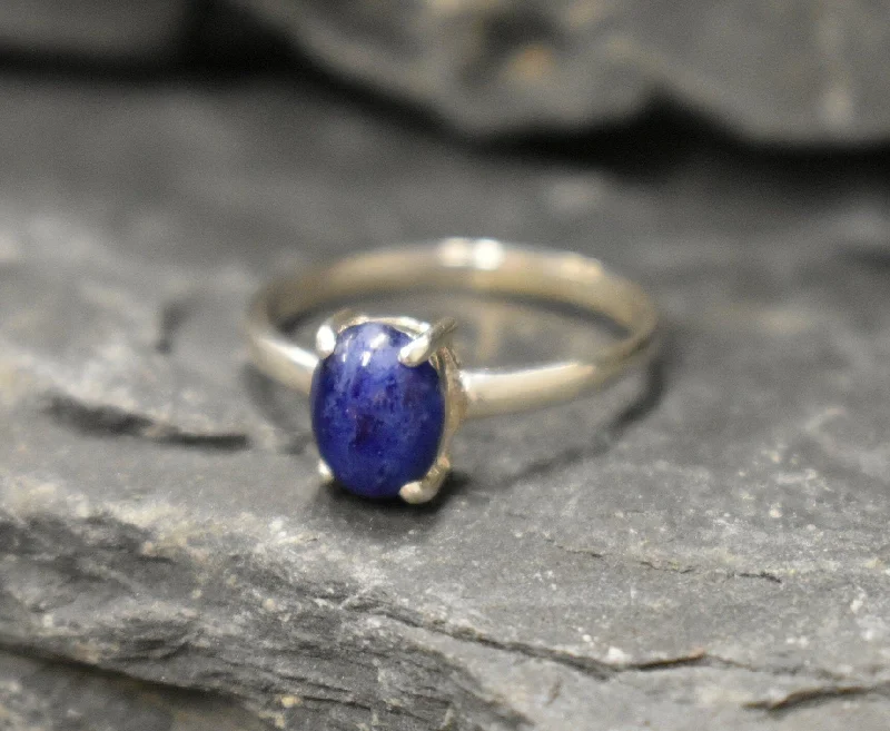 Vintage-inspired rings for women -Sodalite Ring - Blue Oval Ring - Vintage Promise Ring