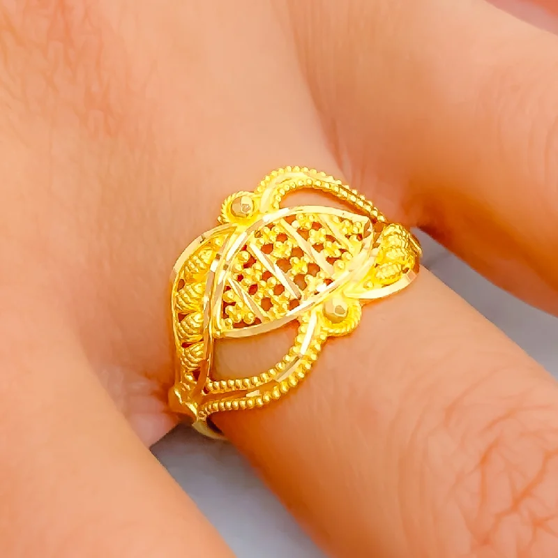 Classic wedding rings for women -Vibrant Blooming 22K Gold Ring