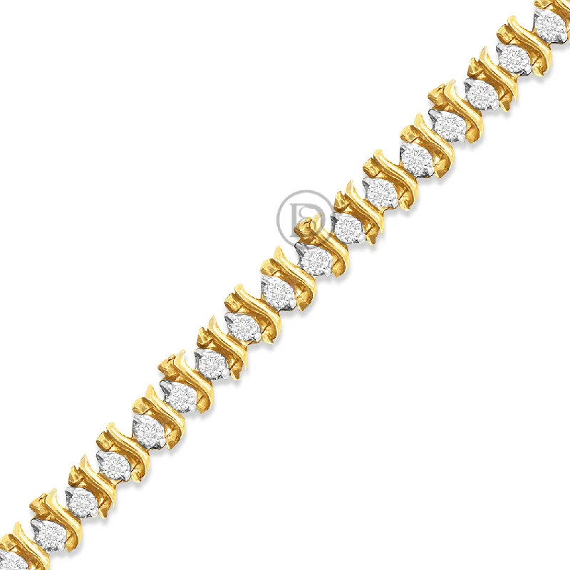 Silver cuff bangles for women -10K Yellow Gold Women's Tennis Bracelet With 1.00CT Diamonds