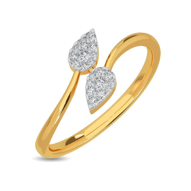 Luxurious wedding rings for women -Duo Drop Ring