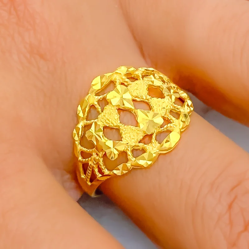 Women's rings online shop -Charming Intricate 22k Gold Ring