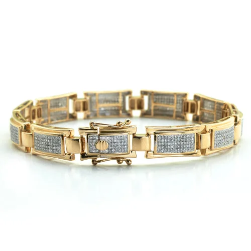 Gold bangles with diamonds for women -14KY 1.75 CTW MICRO PAVE  MENS DIAMOND BRACELET