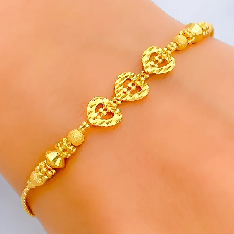 Bangles for women -Glossy Heart 22k Gold Bracelet