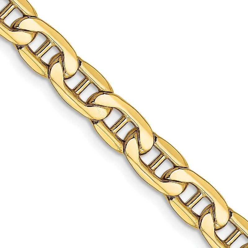 Unique diamond bracelets for women -Curata 14k Yellow Gold Hollow Polished 5.85mm Semi solid Nautical Ship Mariner Anchor Chain Bracelet 8 Inch