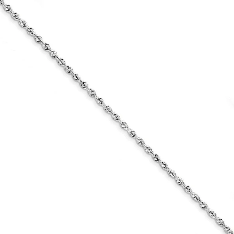 Diamond tennis bracelets for women -Curata 10k White Gold 8" 3.0mm Sparkle Cut Quadruple Rope Chain Bracelet