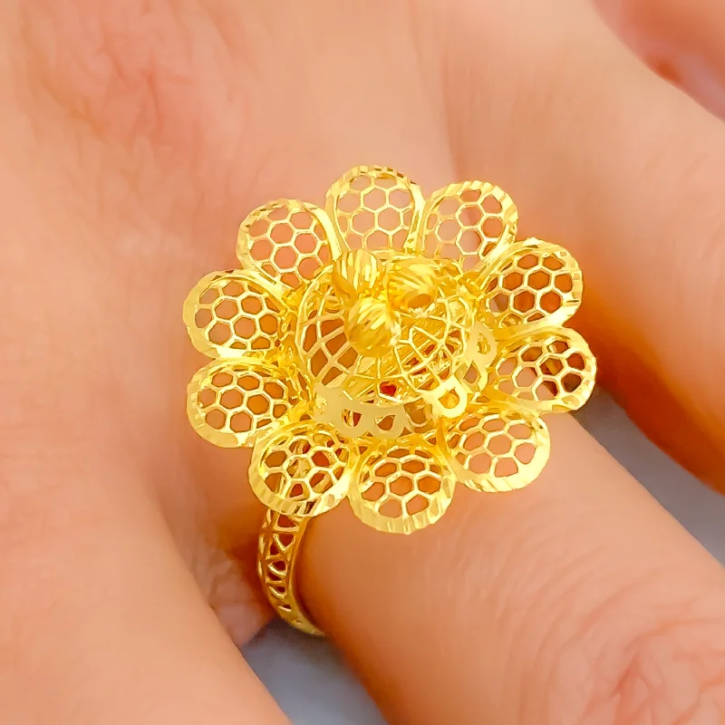 Fashionable statement rings for women -Fashionable Shimmering 22k Gold Ring