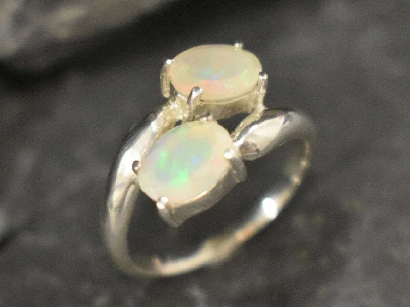 Women's rings online shop -Fire Opal Ring - Two Stone Ring - Bypass Opal Ring