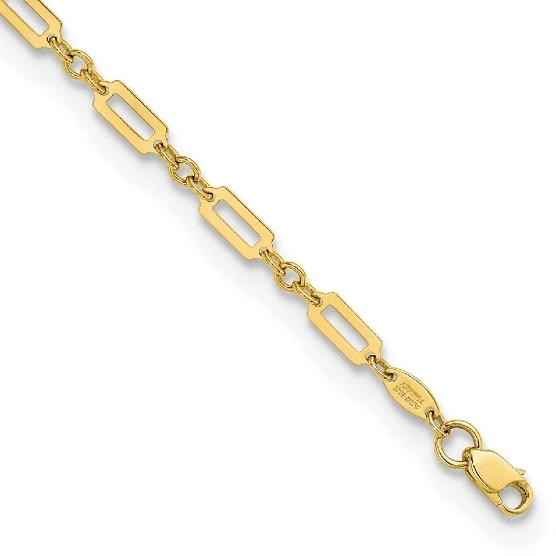 Multi-strand bracelets for women -Curata 14k Gold Polished Fancy Rectangle Link Bracelet 7.5 Inch