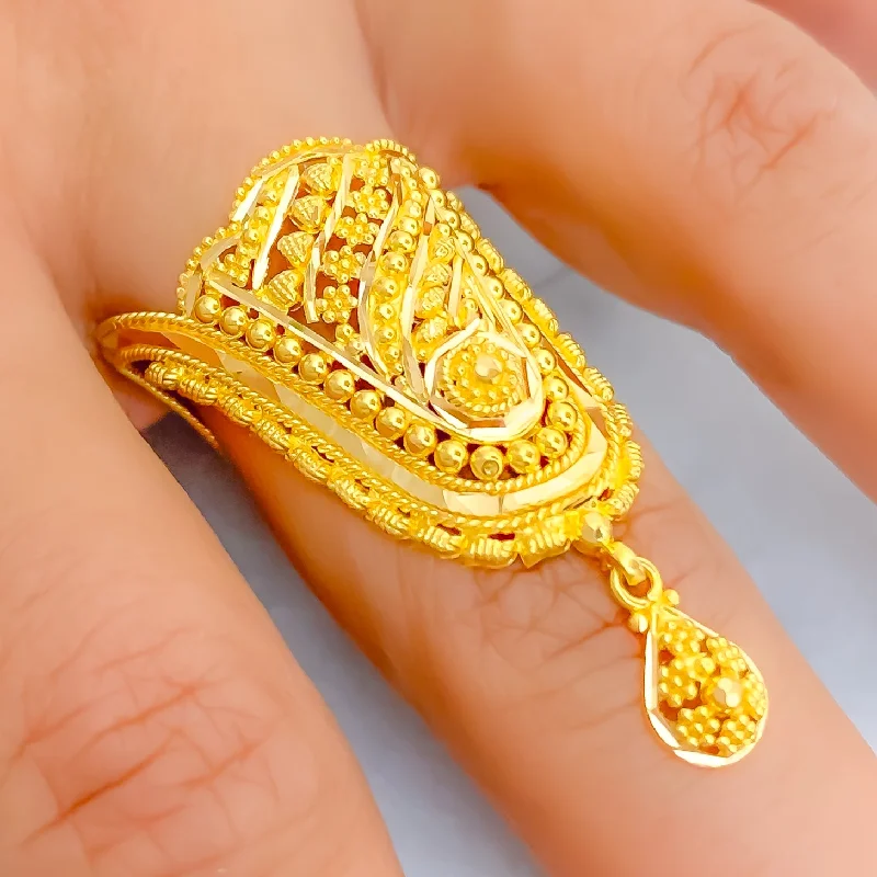 Wedding rings for women -Fancy Unique 22K Gold Vanki Ring