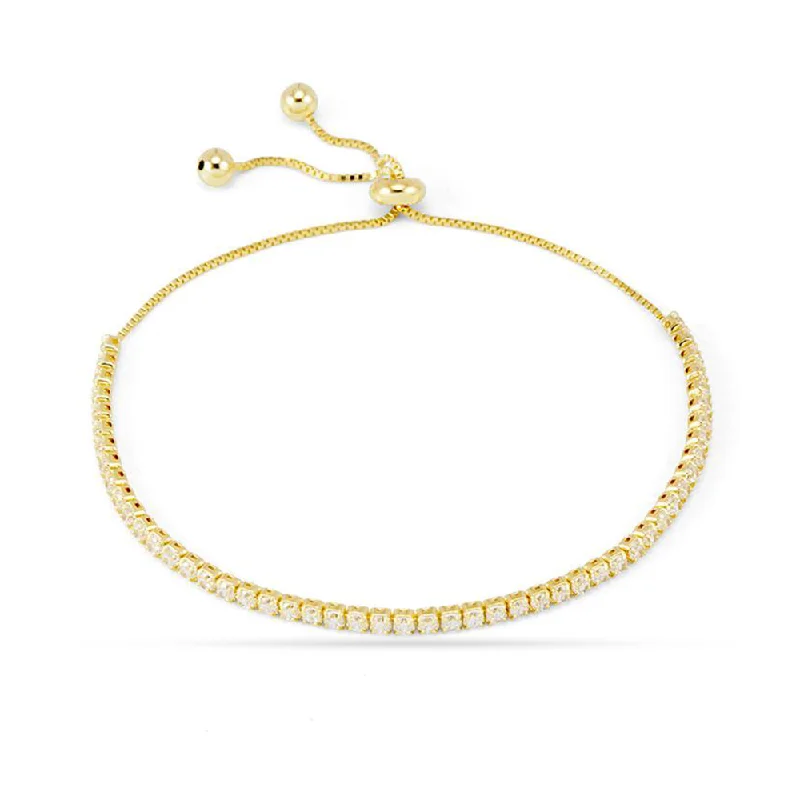 Tennis bangle bracelets for women -10K Yellow Gold Women's Tennis Bracelet With 0.25CT Diamonds